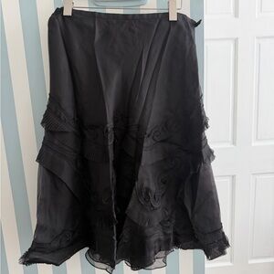 Teri Jon Black ruffled Skirt